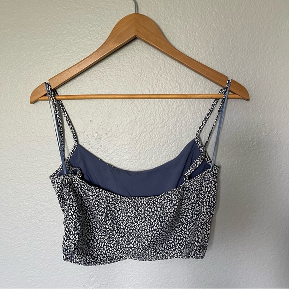 Navy Blue and White Leopard Print Cropped Bustier Tank Top Size Medium - Picture 2 of 7